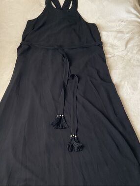 City Chic Black Maxi Dress Skirt with Tassel Tie